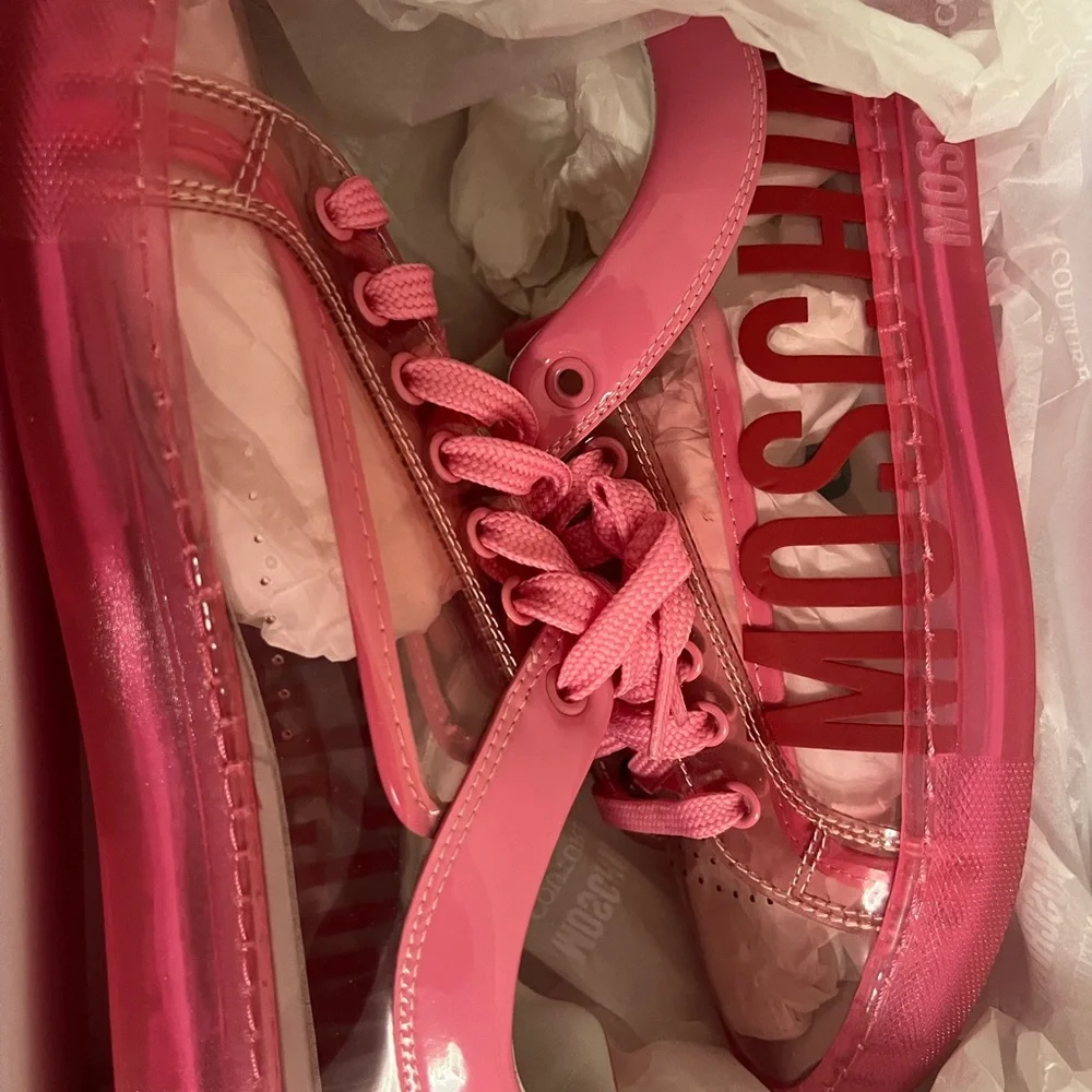 Moschino Kids Hot Pink Logo Low-Top Sneakers